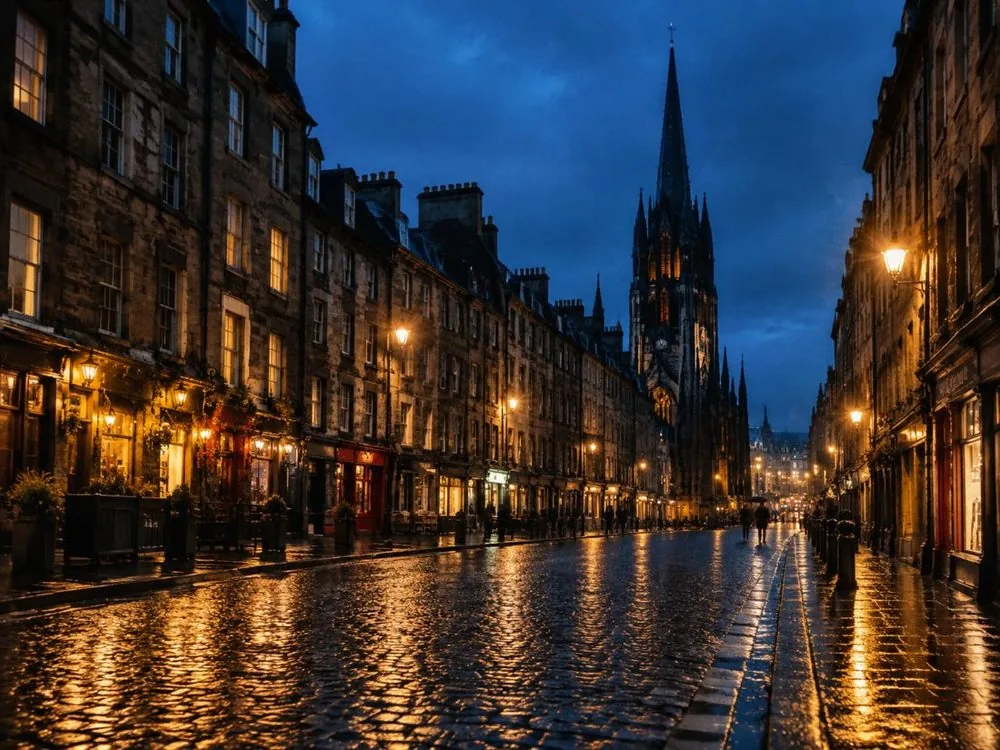 Der Royal Mile nachts, wo jede Gewölbe-Tour beginnt